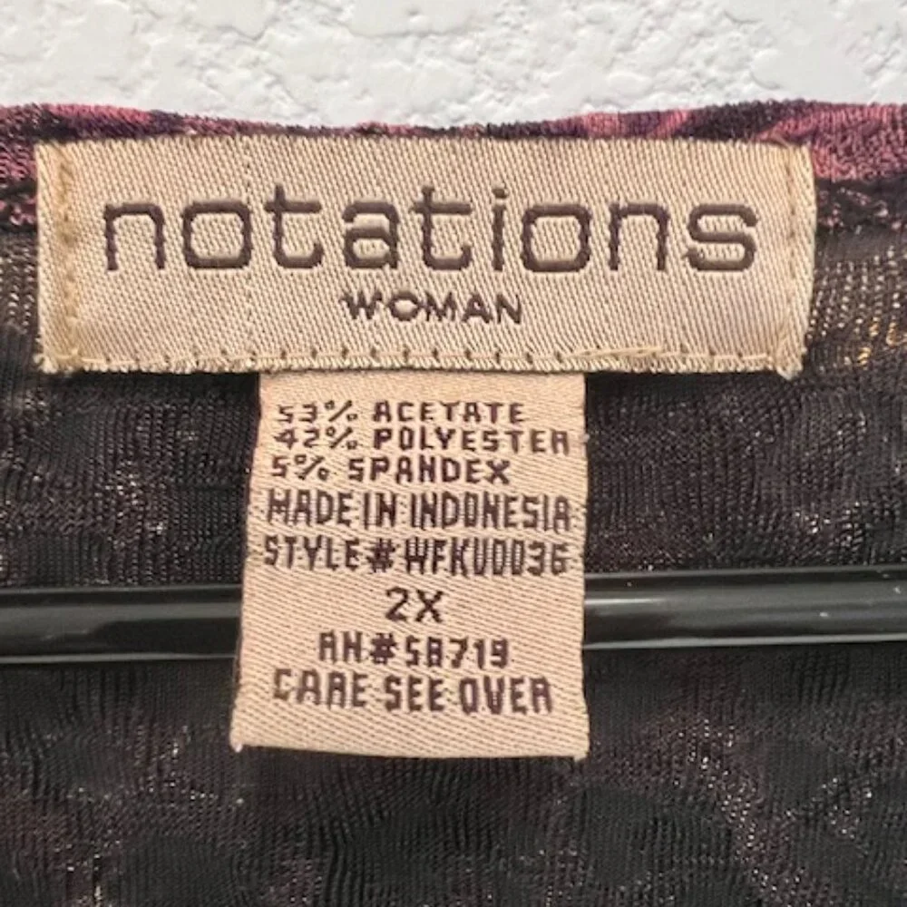 Notations Woman, Shades of Purple 3/4 Sleeve Womens Pullover V-Neck TopSize 2X - Picture 2 of 9